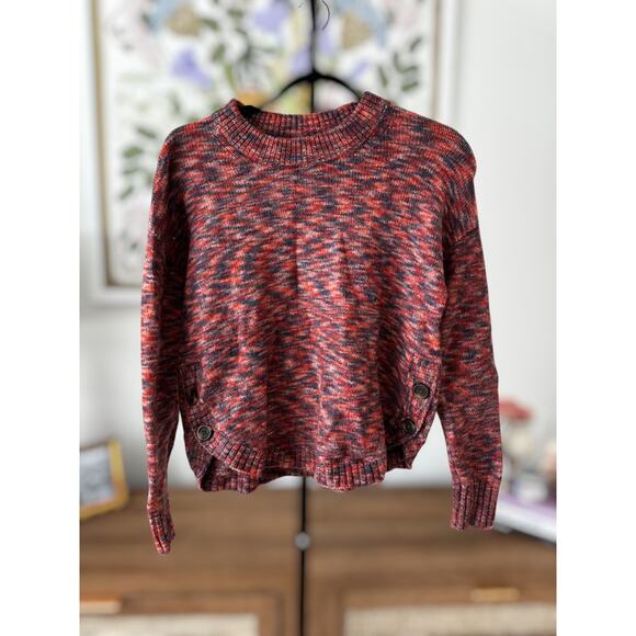 Madewell Space-Dyed Birchmont Side-Button Pullover Sweater Spacedye Sangria XS - Picture 6 of 11